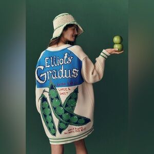 Anthropologie Maeve Cotton Blend Veggie Motif Cardigan Sweater